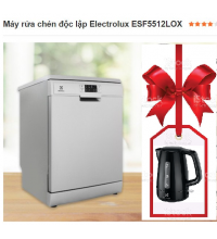 Máy rửa bát độc lập Electrolux ESF5512LOX tặng bình đun Electrolux EEK1303K (Hàng chính hãng)